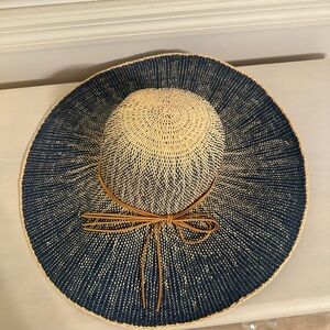 Scala Collection Natural Fiber Straw Hat Wide Brim Sun Womens Leather Tie New